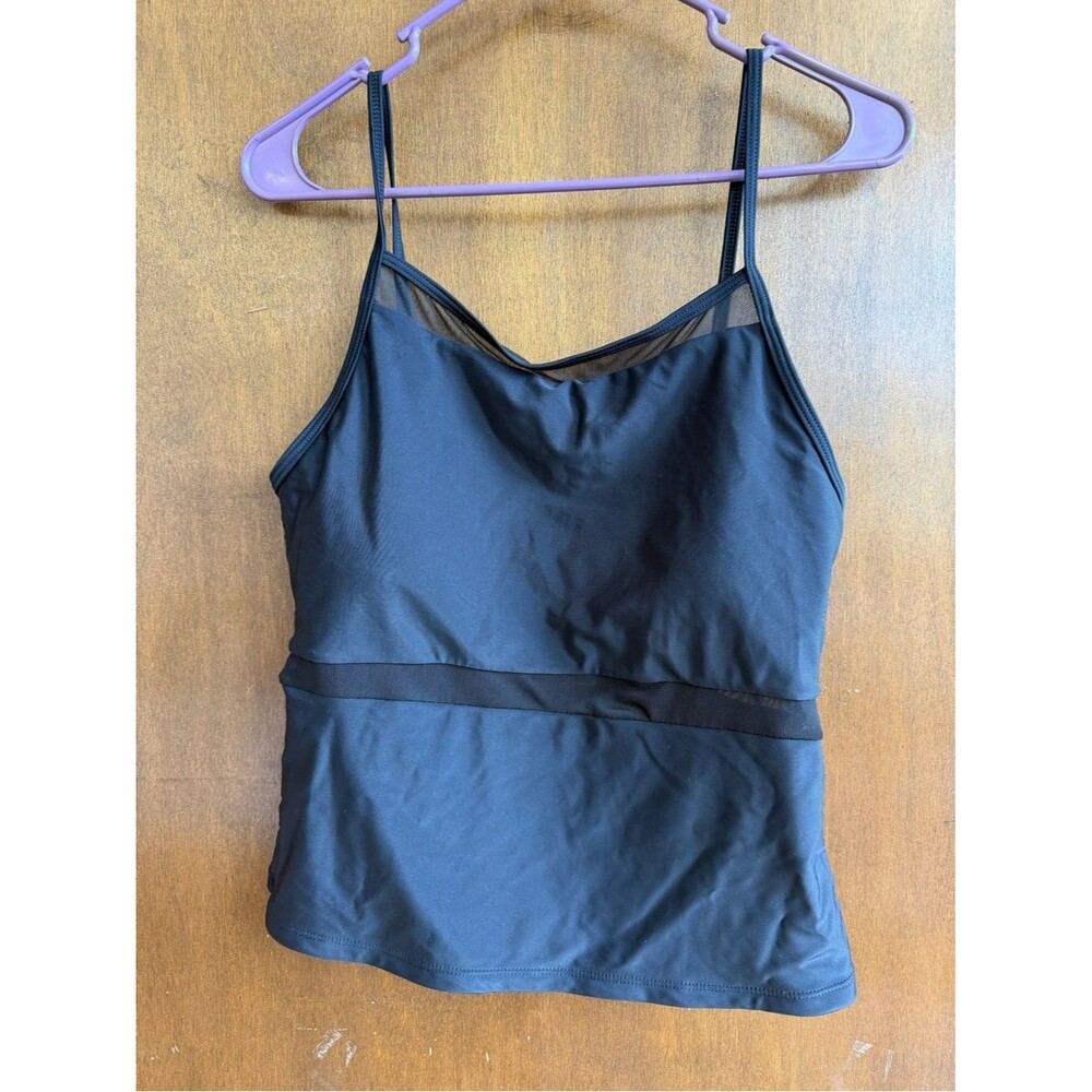 Black Mesh-Accent Swim Coverup Tank